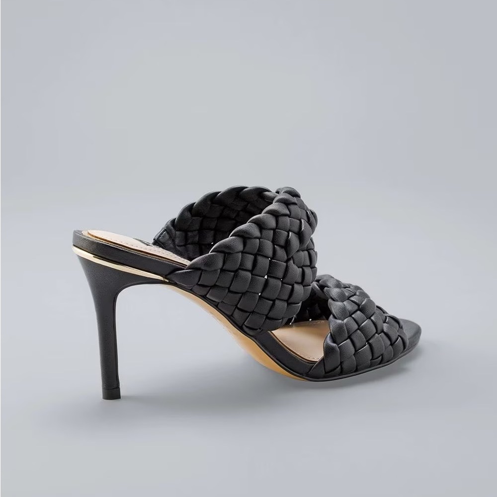 White House Black Market Woven Mid-Heel Slide Sandals Size 6.5 - Picture 3 of 11